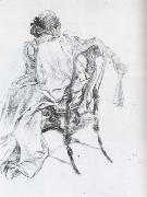 Carl Larsson, Rococo Model Charcoal